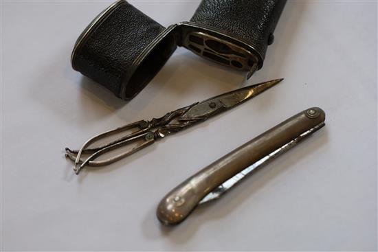 Two 18th century Etuis, one brass and hardstone, the other leather mounted
